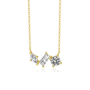 Ожерелье из стерлингового серебра WPB S925, женское блестящее геометрическое ожерелье, женские роскошные украшения с блестящим цирконом, подарок для девочек, Новинка