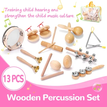 13шт Набор детских ручных ударных инструментов Включает Ксилофон Ручной бубен Музыкальные инструменты для детского музыкального просвещения