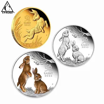 Новый 2023 Год Кролика, Австралийские Памятные монеты с животными, Серебряные Красочные Сувениры Елизаветы II, Новогодние подарки