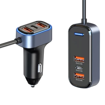 НОВОЕ Автомобильное Зарядное Устройство USB C 65,5 Вт 6 Портов USB Зарядное Устройство Адаптер для Быстрой Зарядки заднего Сиденья PD 3,0 QC 3,0 для iphone 13 12 Автомобильное Зарядное Устройство