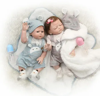 NPK 49 см силиконовая кукла для всего тела reborn baby doll близнецы мальчик и девочка bebes reborn ручная краска красная кожа укорененные волосы водонепроницаемая игрушка для ванны