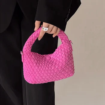 2023 Новые модные женские тканые сумки, высококачественная сумка-мессенджер из искусственной кожи, мини-сумка Macaron Colors, летняя праздничная женская сумка